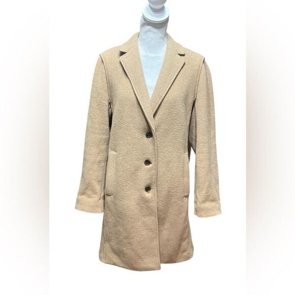 J .Crew Italian Boiled Wool Camel Topcoat Women’s Size 14 Beige Coat - Picture 1 of 5